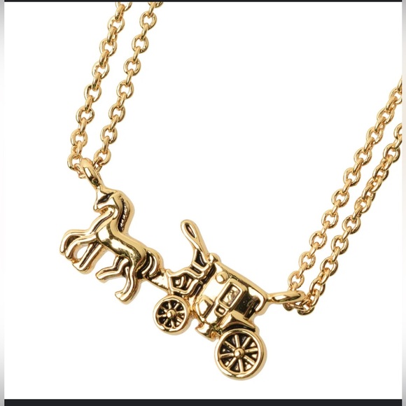 NWT Coach Necklace ~ Golden Horse & Carriage ~ MSRP $118 ππ - Picture 1 of 6